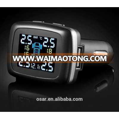 Professional Auto Wireless Universal TPMS 12V Tire Pressure Monitoring System With USB Socket LCD Display Four External Sensor